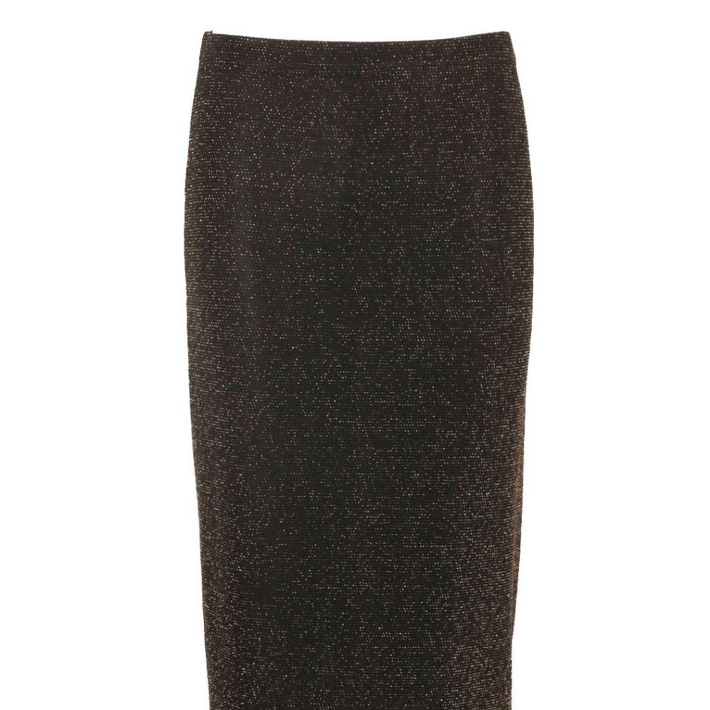 Boohoo Tall Shimmer Midi Skirt Gold